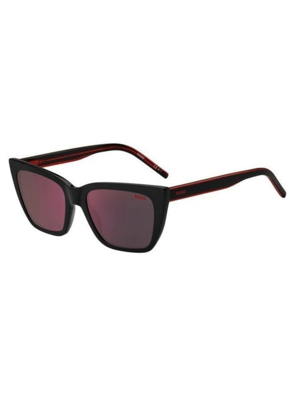 New Authentic Hugo Boss Womens Black and Red Cat Eye Acetate Sunglasses